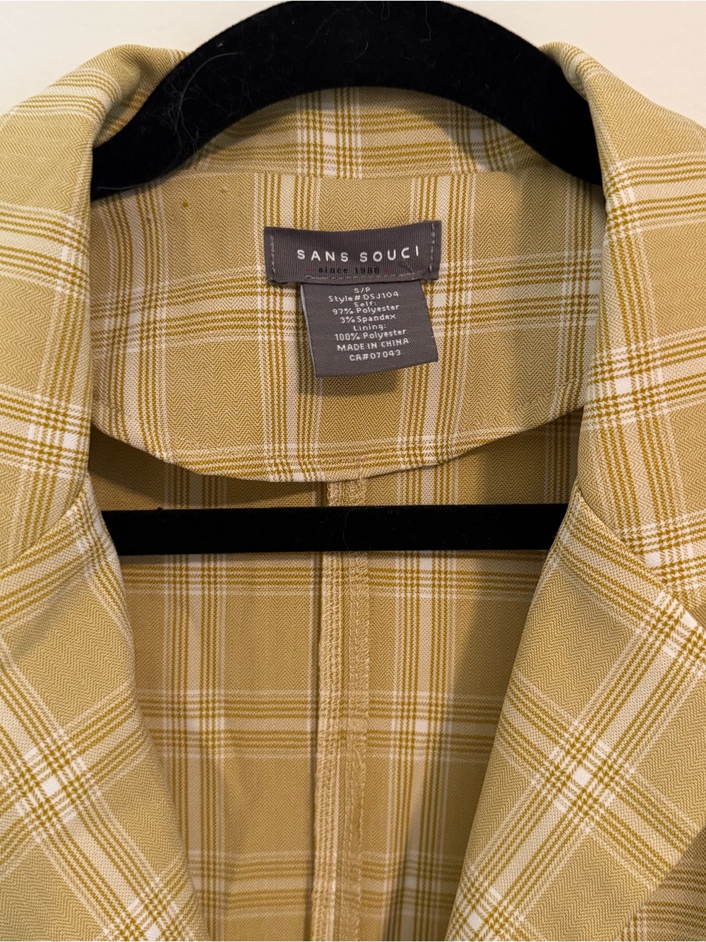 Sans Souci Yellow Plaid Button Blazer - Picture 2 of 3